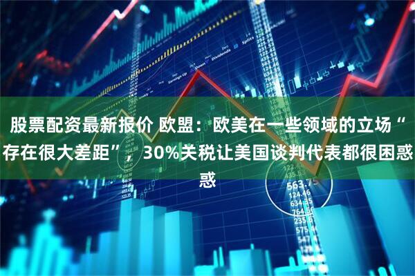 股票配资最新报价 欧盟：欧美在一些领域的立场“存在很大差距”，30%关税让美国谈判代表都很困惑