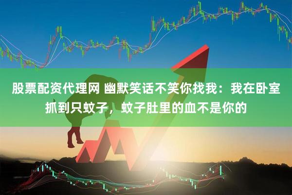 股票配资代理网 幽默笑话不笑你找我：我在卧室抓到只蚊子，蚊子肚里的血不是你的