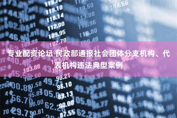 专业配资论坛 民政部通报社会团体分支机构、代表机构违法典型案例